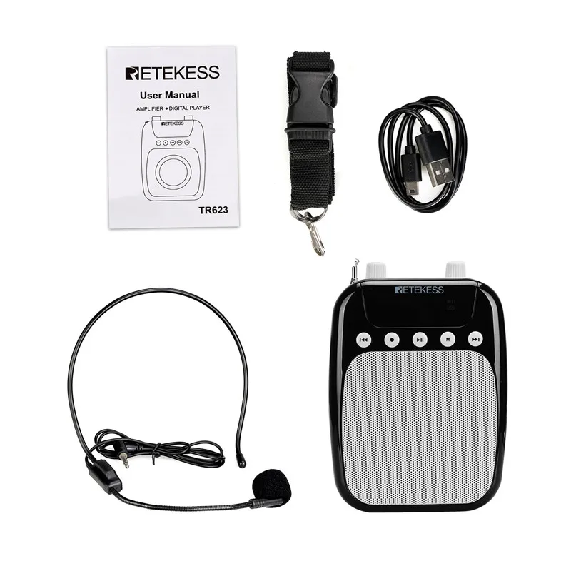 

LCD Display Shoulder Strap Wired Loudspeaker, Teacher's Lecture Little Bee, Support TF Card/USB Playback Mode, FM Radio