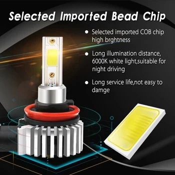 Durable Cob Bulb Led Headlight Waterproof Universal H11 H8 H9 Headlight Car Accessories Superbright Led Headlight Bulb 3