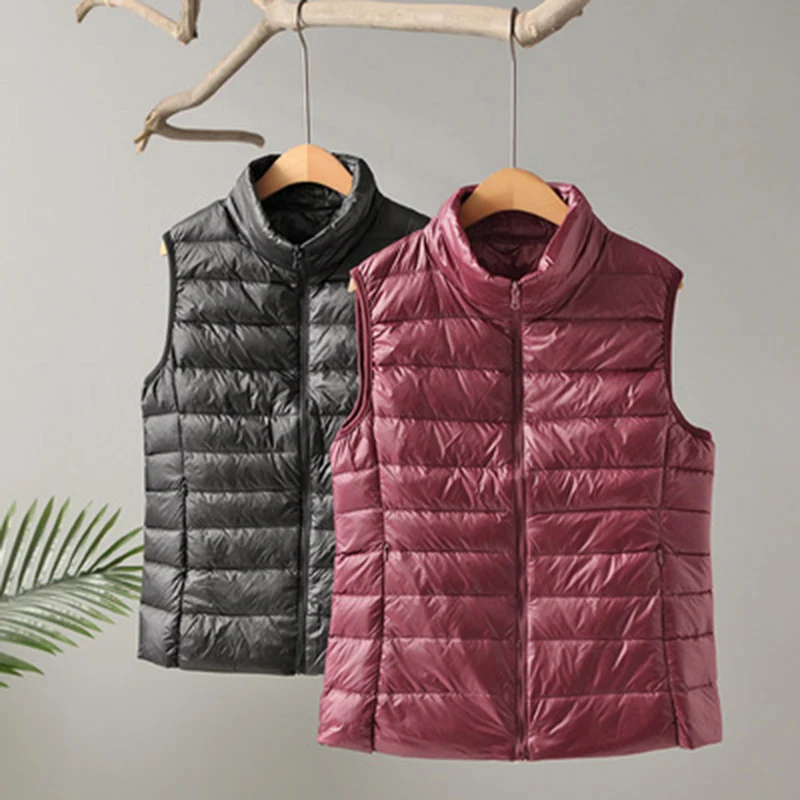

Women Vest 2022 New Autumn Women Ultra Light Down Vest White Duck Down Coat Parka Ladies Sleeveless Waistcoat Vest for Women