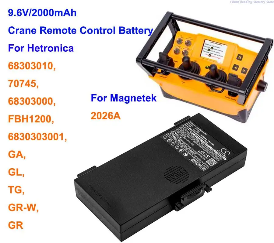 Cameron Sino 2000 Mah Bateria He010 para Hetronic 68303000 68303010 6830303001 Fbh1200 ga gl gr Gr-w tg para Magnetek 2026a