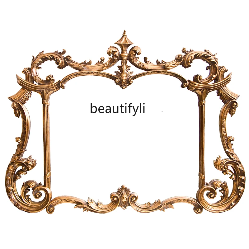 

European Luxury Bathroom Mirror Retro Carved Mirror Bathroom Wall-Mounted Toilet Antifog Glasses