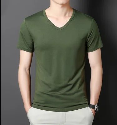 

Мужская футболка с глубоким круглым вырезом, коротким рукавом