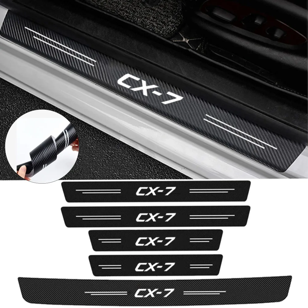 

Car Door Threshold Sill Protective Stickers Rear Trunk Bumper Decals for Mazda CX-7 CX7 Logo 2021 2020 2019 2018 2017 2016 2015