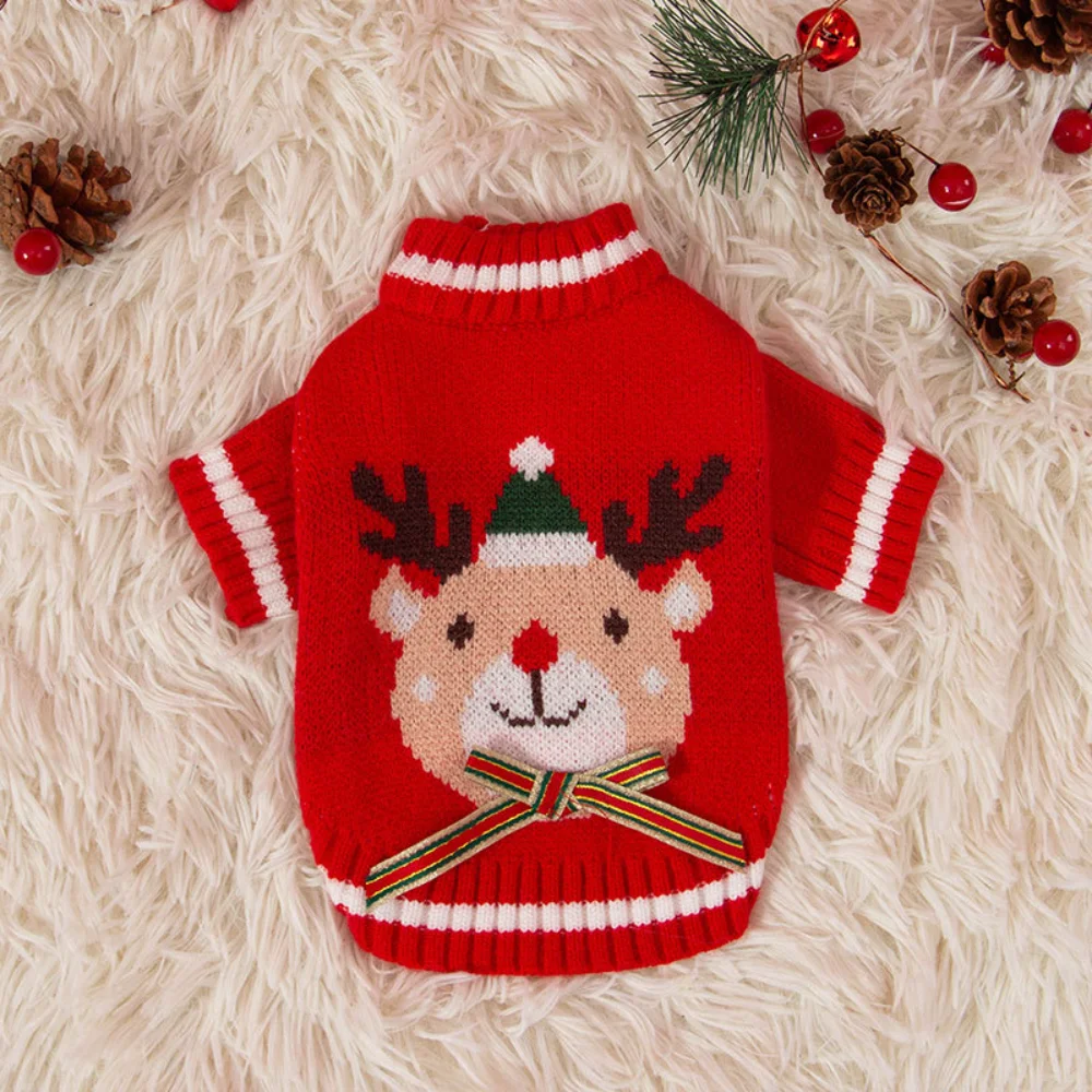 Pet Clothes Christmas Sweater Autumn Winter Warm Coat Cat Fashion Wool Jacket Medium Small Dog Cute Pullover Dachshund Chihuahua