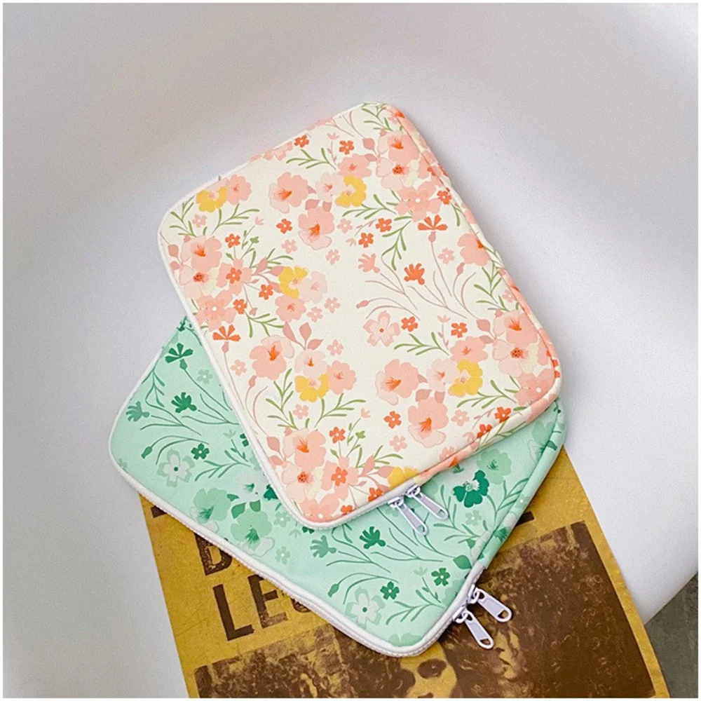 

Ins color contrast floral print protective case ipad bag cute cartoon Korean computer bag notebook 11/13 inch liner bag