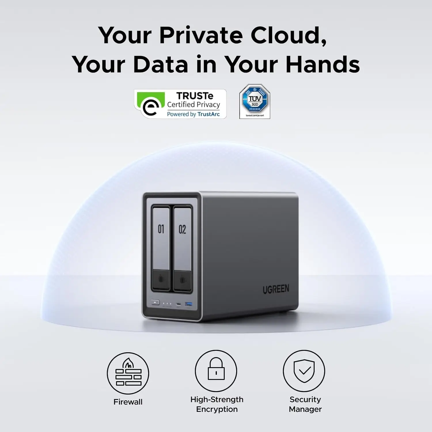 Фото Сетевое хранилище UGREEN NASync DXP2800 с 2 отсеками для дисков, процессор N100 Quad Core, 4K, 8 ГБ оперативной памяти DDR5 (без дисков) №3