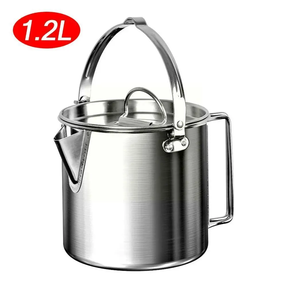 

Походный стальной чайник л, подвесной чайник для пикника, кемпинга, портативный кофейник, чайник для кемпинга, пешего туризма, кемпинга, пут...