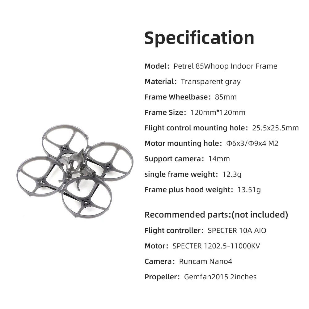 HGLRC Petrel 85Whoop Сверхлегкая внутренняя рама для гоночного дрона FPV
