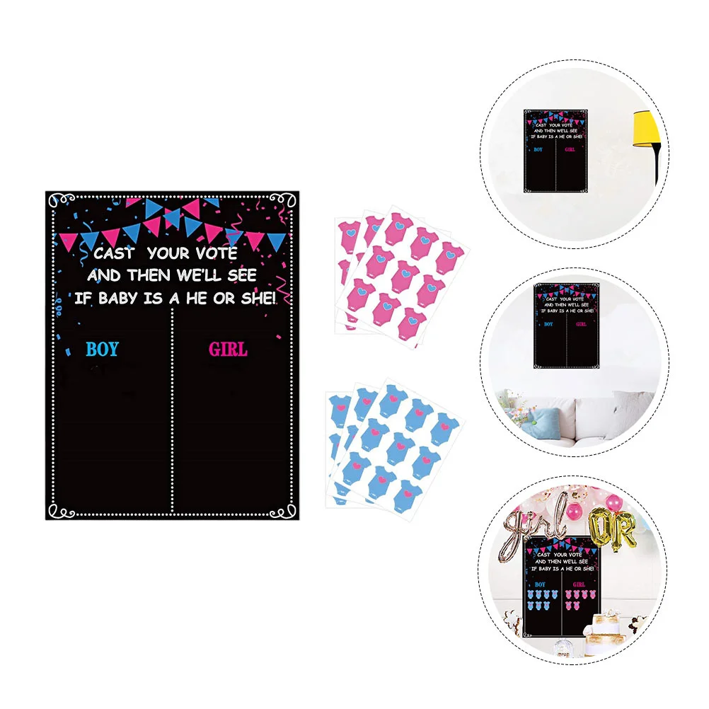 

Boy Girl Voting Stickers Gender Reveal Board Party Photo Props Blue Decor Games