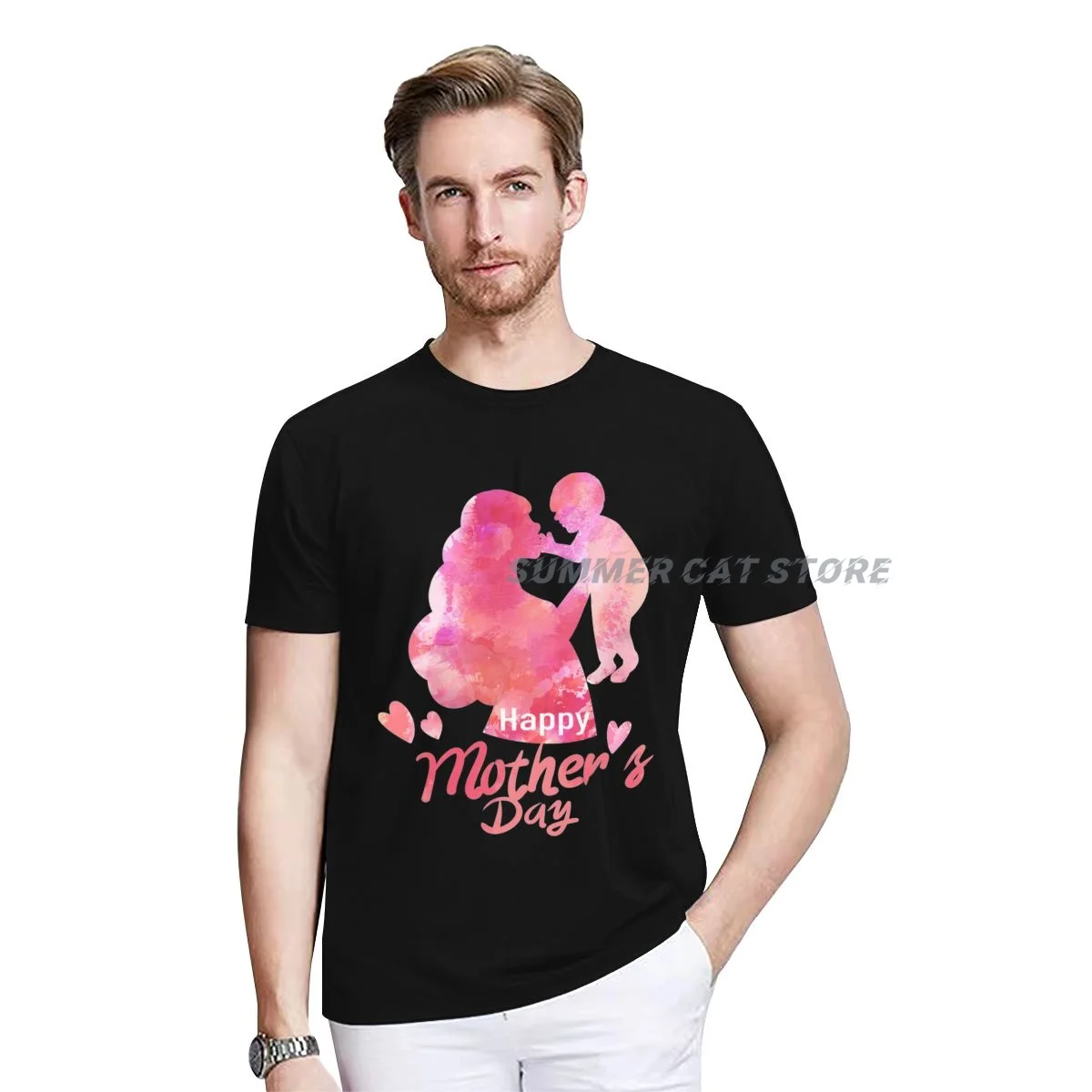 

Watercolor Floral Mother's Day Holding T-Shirt for Women Men Customized Products
