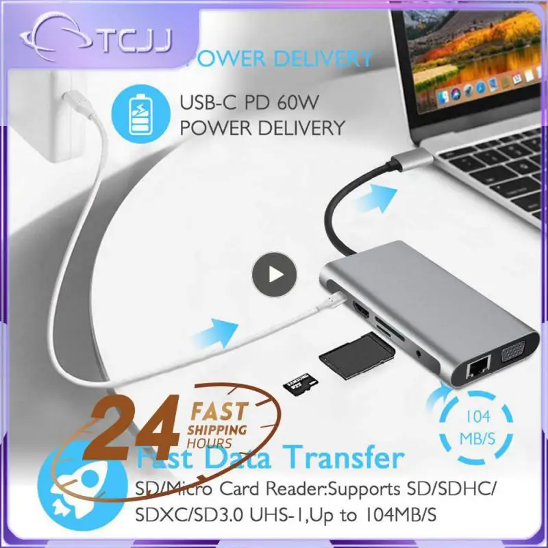 

Док-станция высокоскоростная 10 в 1, практичная стабильная док-станция, зарядный адаптер, периферийные устройства для компьютера, Tf