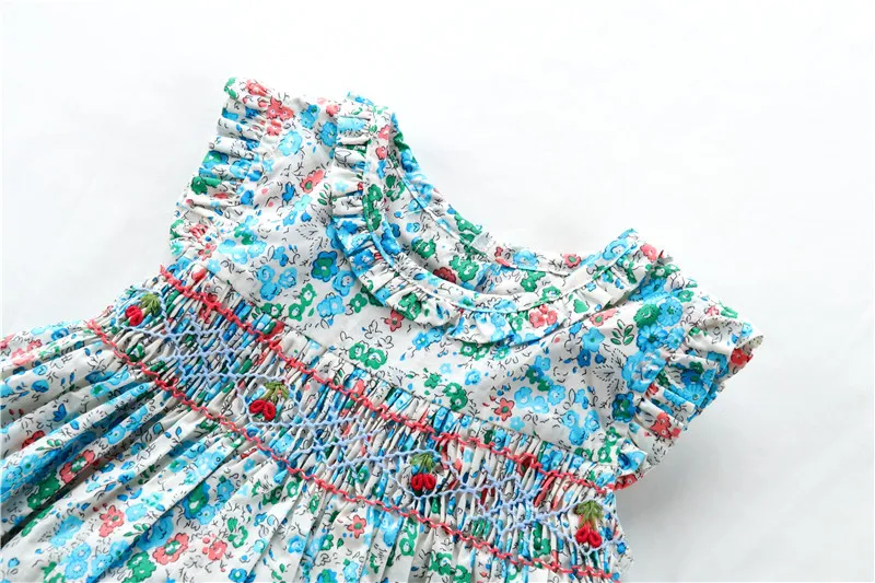Spring Summer Baby Girl Smocked Vintage Dress Newborn Print Floral Dresses Infant Princess Party For Toddle 1-5Years | Детская одежда и