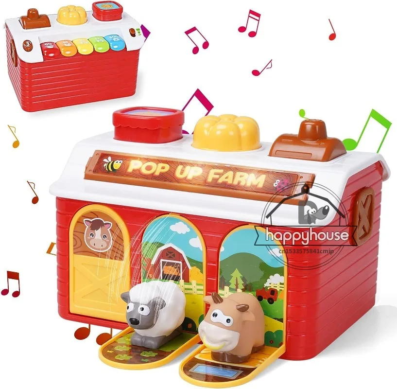 

Musical Baby Pop Up Toy with Piano Cause Effect Toys for Babies 6 to 12 Months Pop Up Farm Animal Toys for Toddlers Boys Girls