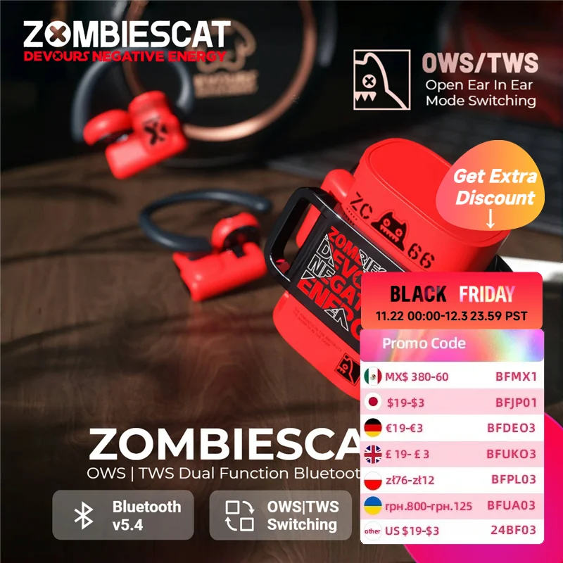 Беспроводные наушники Zombiescat B9 OWS TWS Bluetooth-наушники с открытым/вкладышем