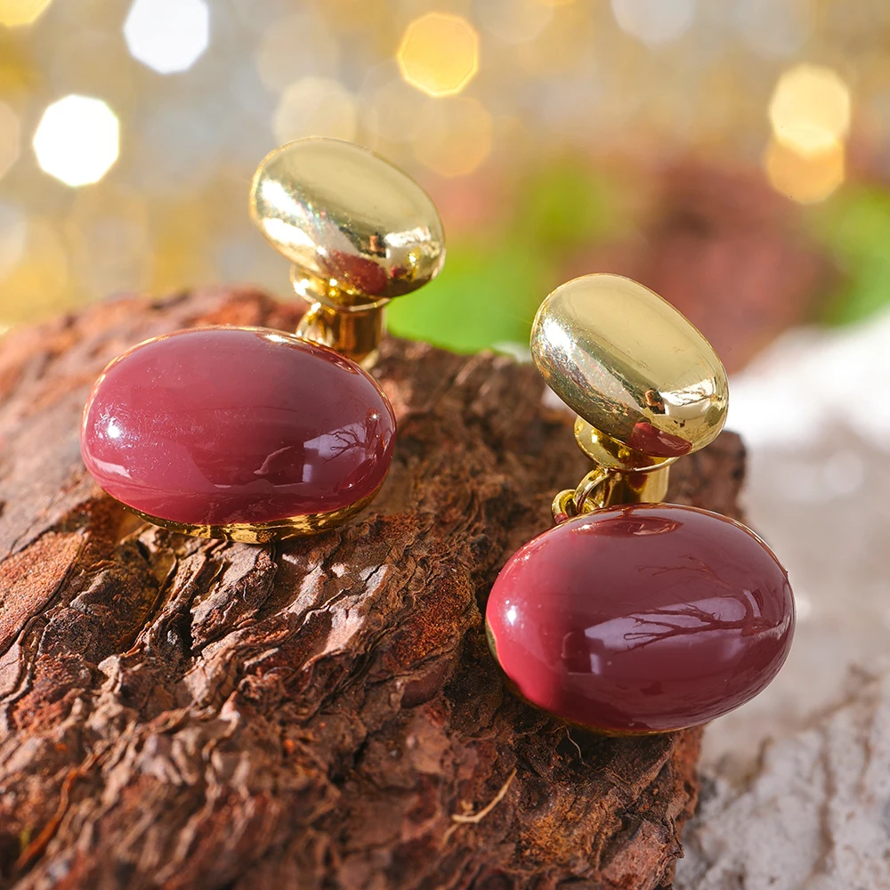 Серьги-подвески Mchic бордовые из меди