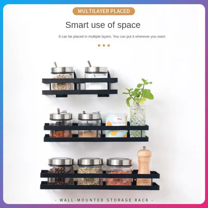 

Стеллаж для хранения приправ, настенный прочный стойкий стеллаж для хранения приправ, водонепроницаемый стойкий к ржавчине, с закругленными углами, сетчатый дизайн