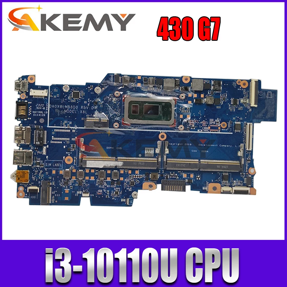 

X8L DA0X8LMB8D0 mainboard For HP ProBook 430 G7 Laptop Motherboard L77219-001 L77219-601 With i3-10110U DDR4 100% Tested Working