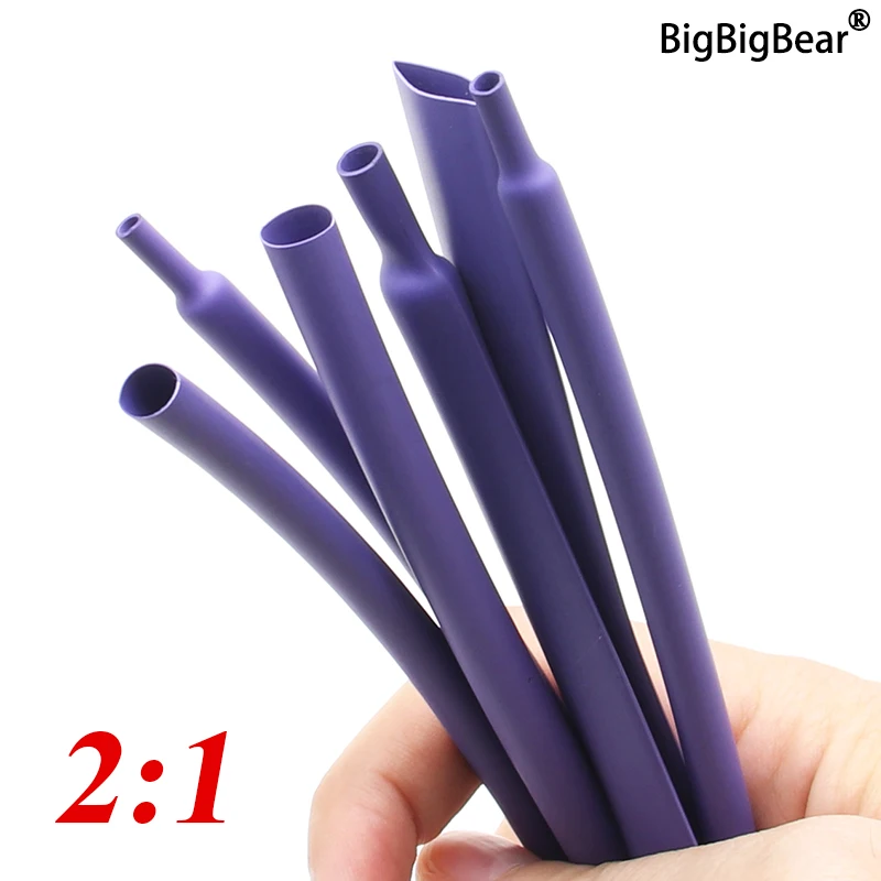 Термоусадочная трубка 1/5/10/25/50 м 2:1, фиолетовая, диаметром 1 мм ~ 50 мм, для ремонта проводов, «сделай сам», протектор кабеля, трубка для обмотки