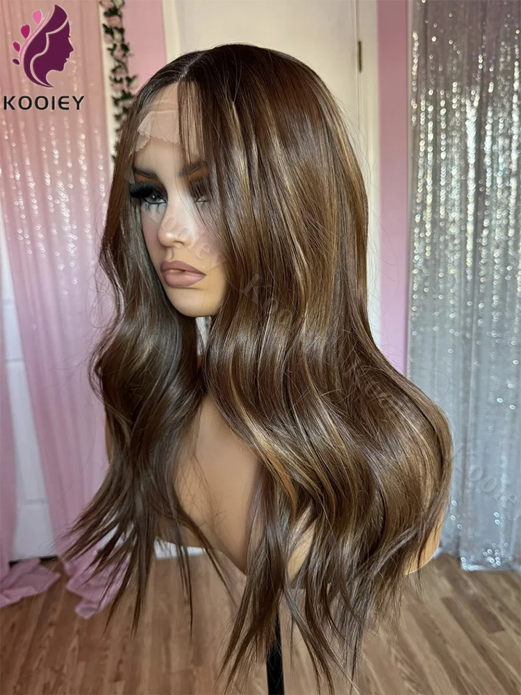 13x6 Выделите Ombre Wave Парики из натуральных волос на кружеве спереди Медовый блондин