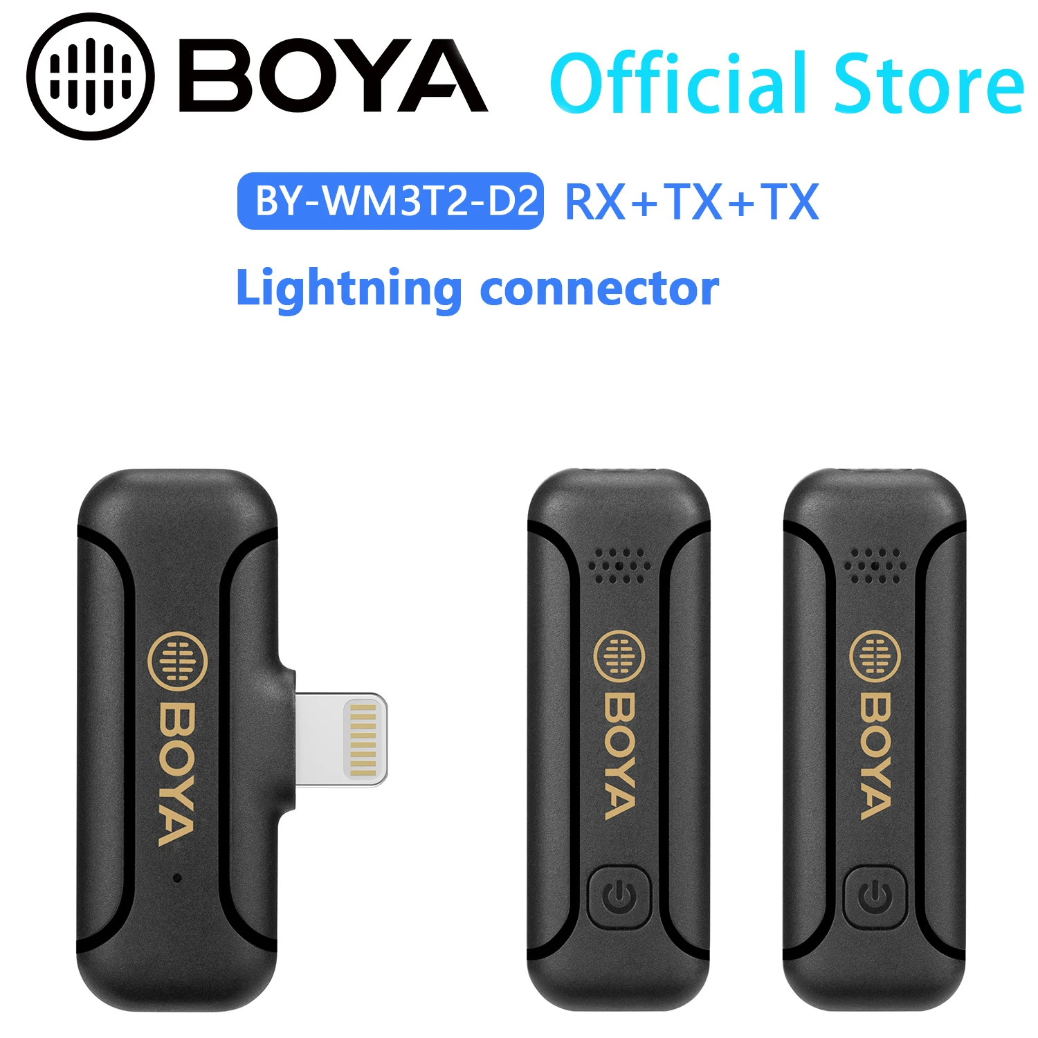 BOYA BY-WM3T2-D Professional Microfone Mini Condenser Wireless Lavalier Lapel Microphone for iPhone iOS Streaming Youtube Vlog