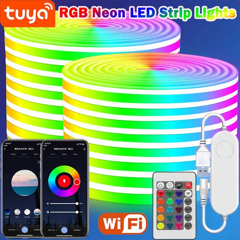 

Светодиодная Лента TUYA RGB Neon Light WiFi USB, Водонепроницаемая, Силиконовая, 5В, Для Спальни, Кухни, Домашнего Декора
