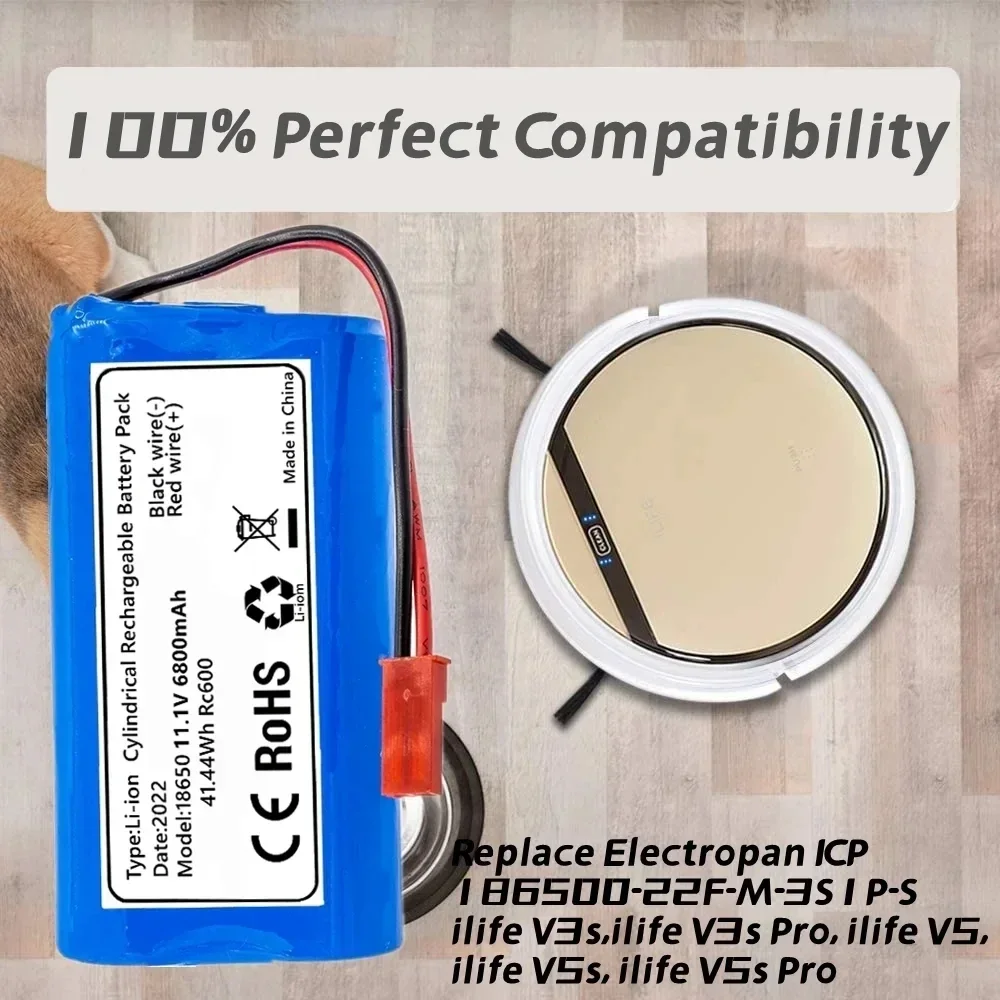 11 1 В 2800 мАч/6800 мАч/9800 мАч для Ecovacs Llife V1 X3 V3 V5 X5 CW310 CEN250 роботизированный вакуумный