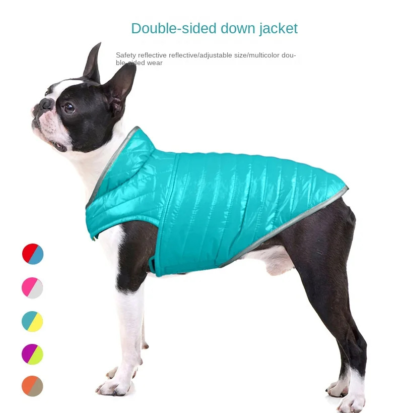 

Теплая куртка для щенков французского бульдога, Зимний пуховик для домашних питомцев, маленький средний толстый свитер для собак, куртка, одежда для собак, лицо собаки