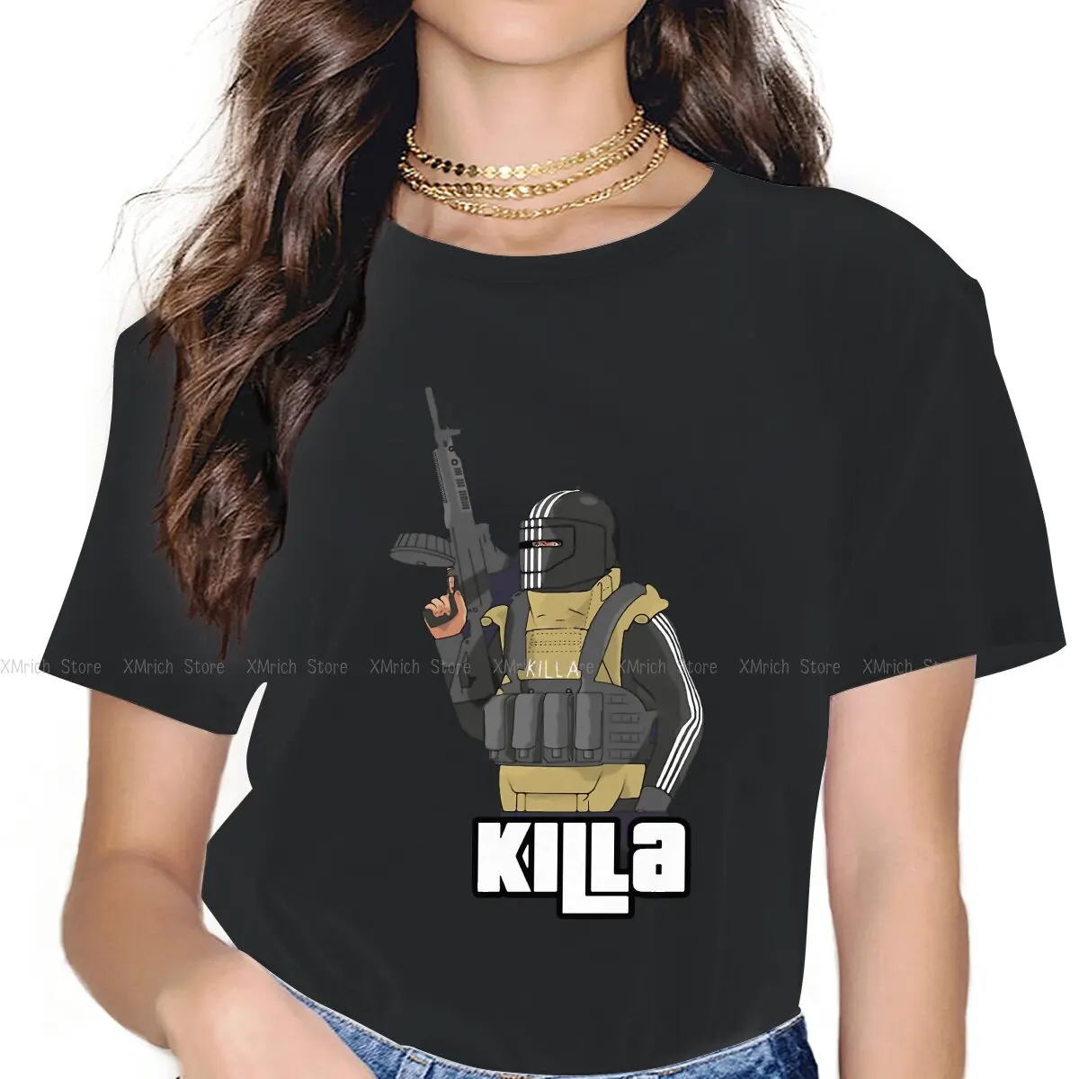 

KIlla Escape From Tarkov Women T Shirt GTA Grand Theft Auto Game Novelty Tee Shirt Short Sleeve Round Collar T-Shirt 4XL 5XL