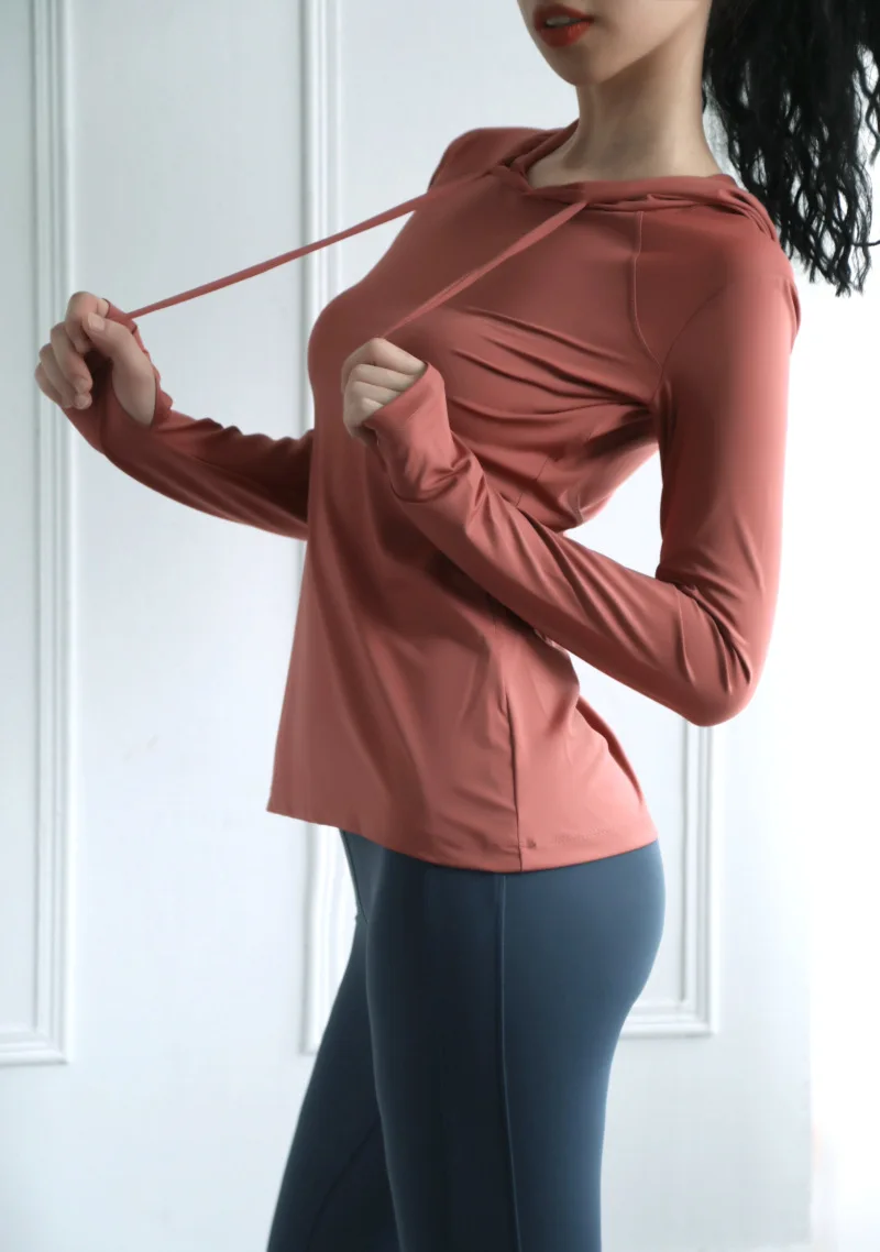 

Long Sleeves Sportswear with Hoodies Women Fitness Wear Running Tops Yoga Wears Female Training Clothes T-Shirt 3 Colors S22138