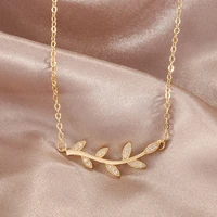 new fashion elegant leaf zircon pendant necklaces for women simple romantic bridal wedding necklace birthday party jewelry gifts