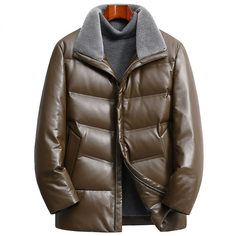 Мужская куртка с отложным воротником черная Повседневная теплая парка на молнии