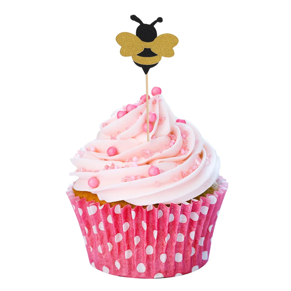 

30pcs Cupcake Topper Glitter Honey Cake Topper Dessert Cupcake Picks Cake for Birthday Shower Christmas Party Supplies