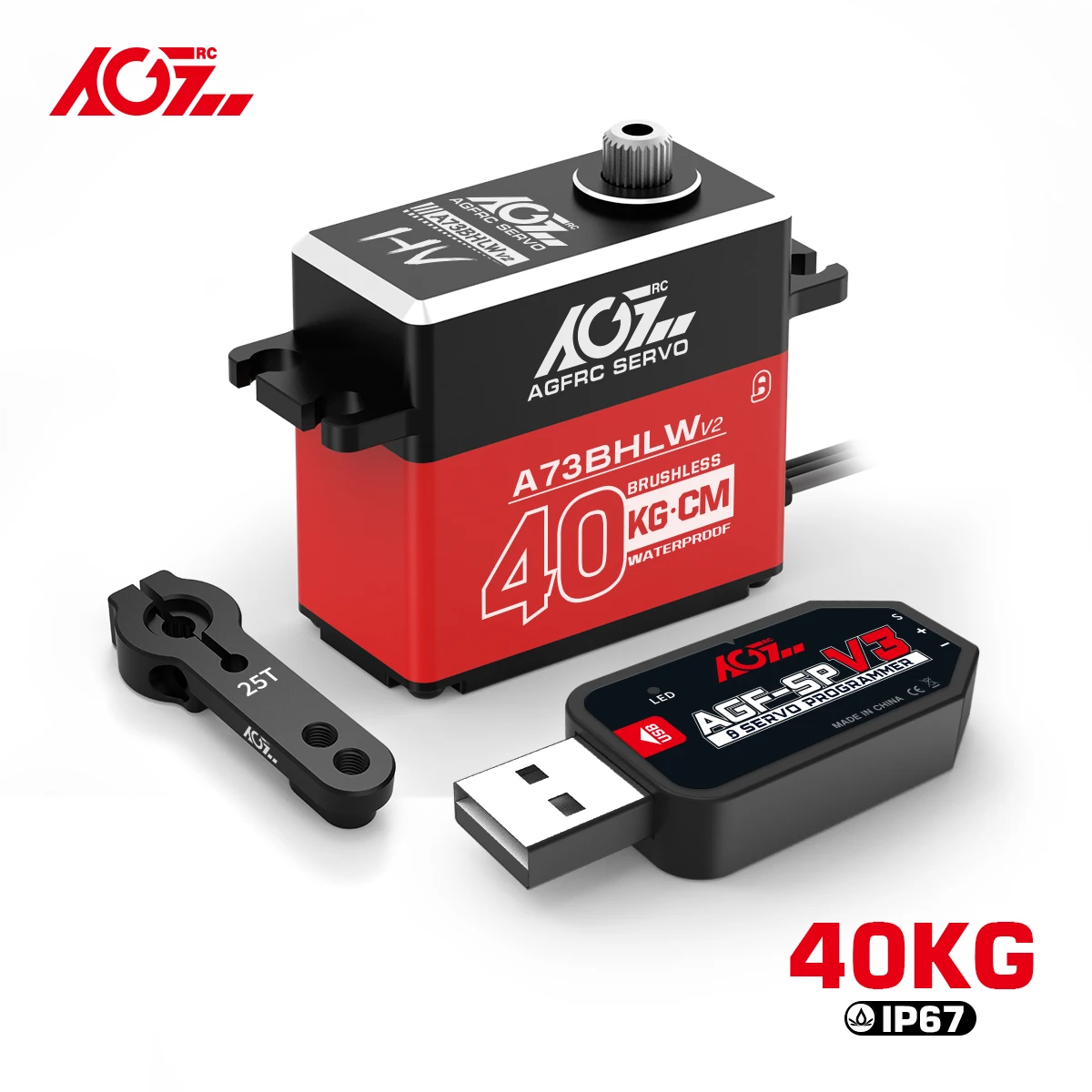 Водонепроницаемый цифровой стандартный сервопривод AGFRC A73BHLW V2 HV 40 кг с высоким крутящим моментом для радиоуправляемого автомобиля, лодки, грузовика 1/10 Водонепроницаемый цифровой стандартный сервопривод AGFRC A73BHLW V2 HV 40 кг с высоким крутящим моментом для радиоуправляемого автомобиля, лодки, грузовика 1/10