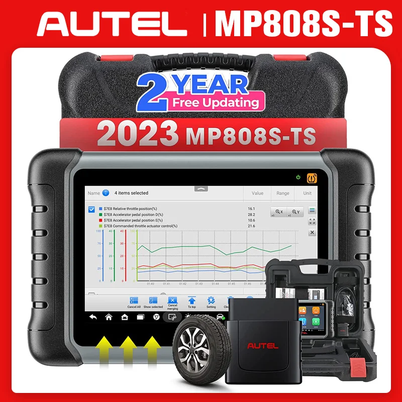 Autel MaxiPRO MP808S-TS OBD2 сканер TPMS программируемый инструмент ECU кодирование все системы двунаправленное управление диагностический сканер