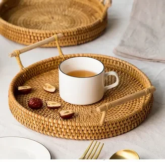 Поднос для хранения из искусственного ротанга премиум-качества фруктов овощей