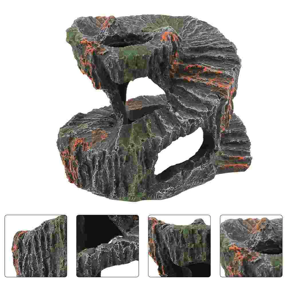 

Aquarium Tank Platform Reptile Cave Turtle Hiding Basking Terrace Tortoise Decoration Landscaping Climbing Resting Ornament