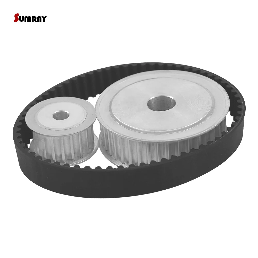 

HTD5M 25T 50T Gear Pulley Belt Kit Reduction 1:2 5M-390 Timing Belt 100mm Center Distance Tooth Belt Pulley Set for 3D Printer