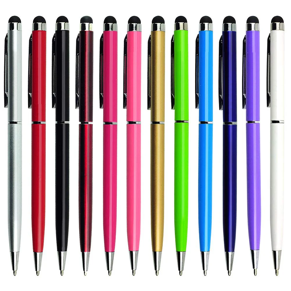 

50pcs Universal 2 in 1 Metal Capacitive Screen Stylus Pens with Ballpoint Pens Touch Screen Pen for Iphone Samsung Smart phone
