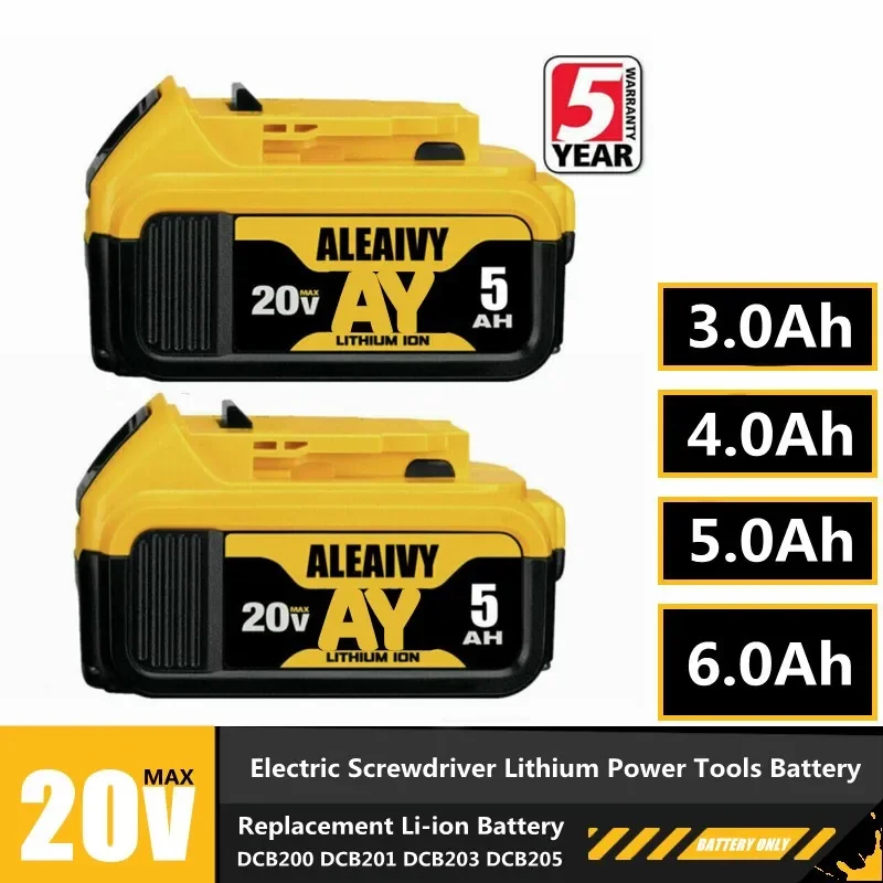 Фото Новый аккумулятор 20 в 18650 Ач, замена электроинструмента для DeWalt DCB184 DCB181 DCB182 DCB200 20 в 6 А 18 в, аккумулятор и зарядное устройство №3