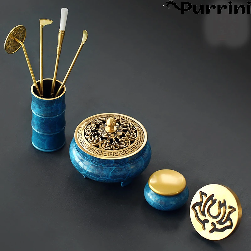 Burn Blue Incense Road Kit Tool Supplies Pure Copper Seal Cutting, Fragrance Printing Tool Mold Copper Incense Burner Incense