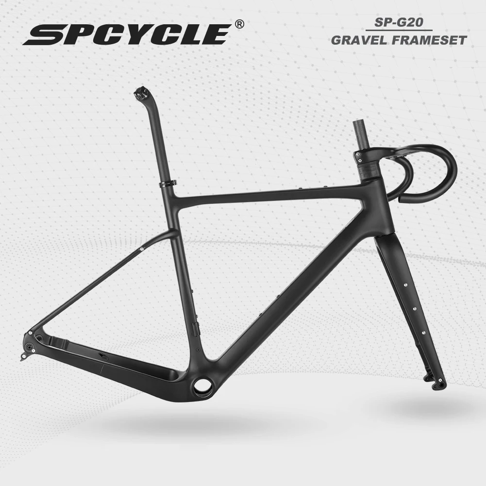 Spcycle T1000 Full Carbon Gravel Frame 700C Disc Brake Road Bicycle Frameset All Internal Cable Lightweight Gravel Bike Frame