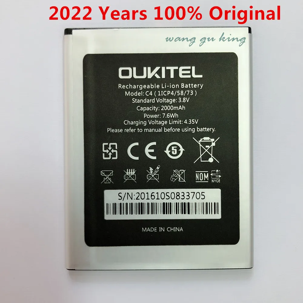 

100% New For Oukitel C4 Battery 2000mAh Bateria Batterie Batterij Accumulator Oukitel C4 Mobile Phone +track code