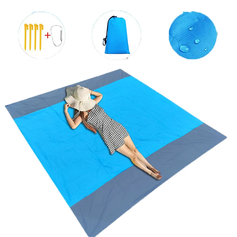 2*2 м портативный коврик для пикника водонепроницаемое пляжное одеяло карманный