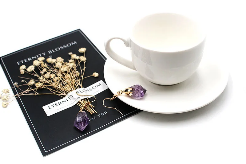 Серьги из натурального аметиста серьги бразильского шероховатого камня с