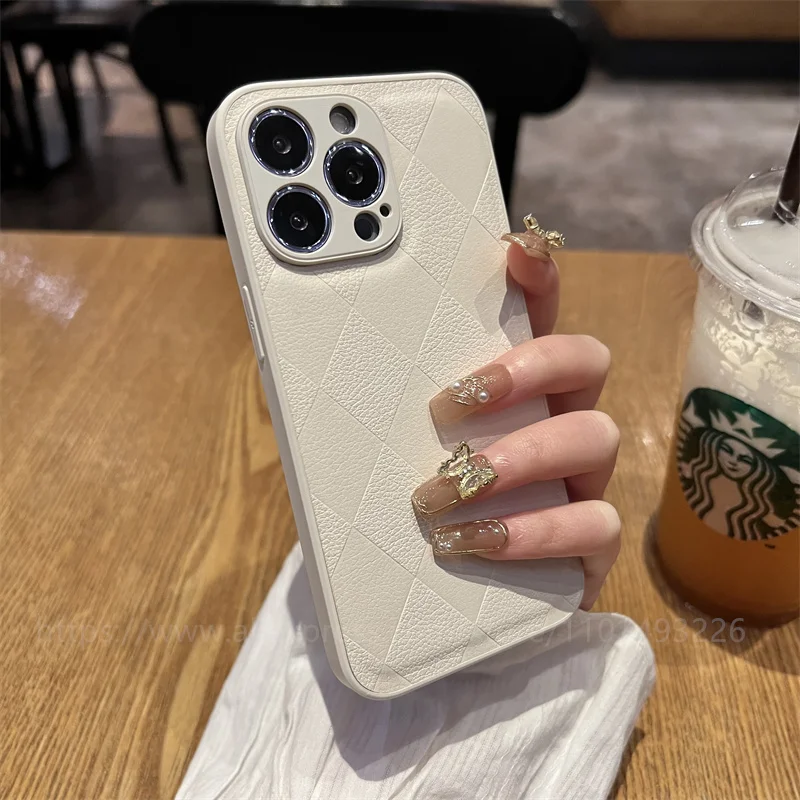 

Simple Matte Fashion Leather Case For iPhone 14 13 Pro Max 12 11 Pro XS XR 7 8 Plus Mini Vintage Funda Holster Plain Off White