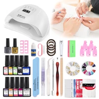 gel nail polish set uv led lamp dryer with 10pcs color nail gel polish kit soak off base top coat electric nail drill nail tool