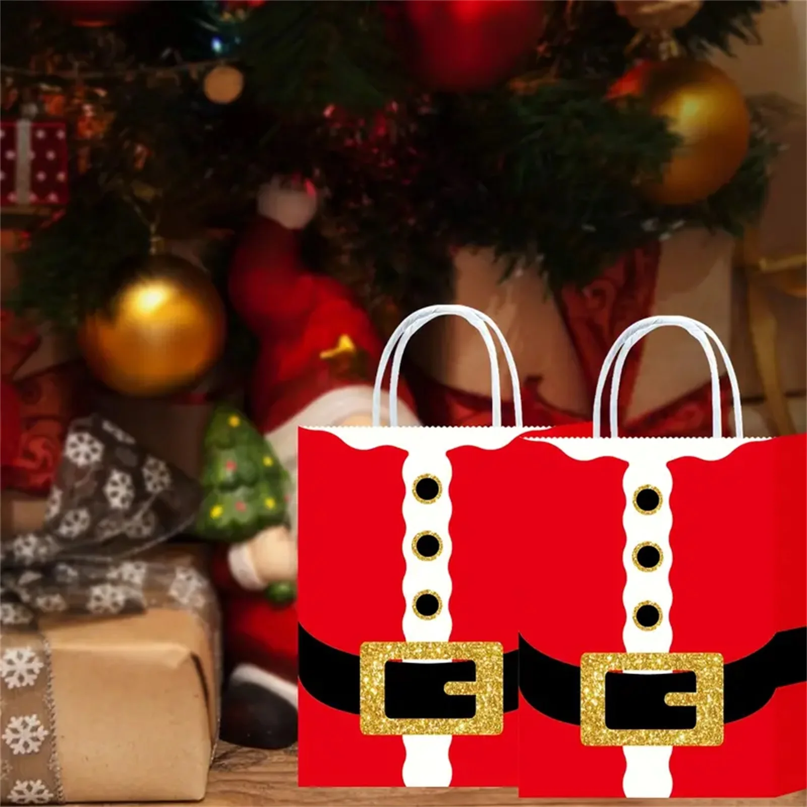 Рождественский крафт-сумка с ручками 2025 год бумажные подарочные пакеты для