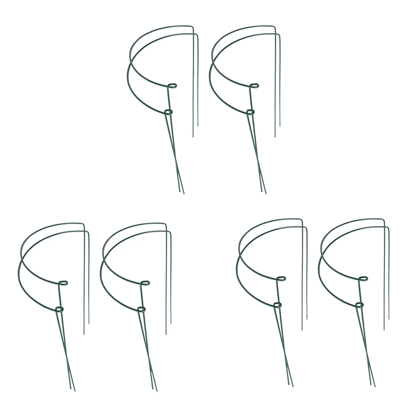 

12 Pcs Plant Support Stakes Ring Cage Metal Garden Plant Stake Green Half Round Plant Support Ring Large Plant Supports