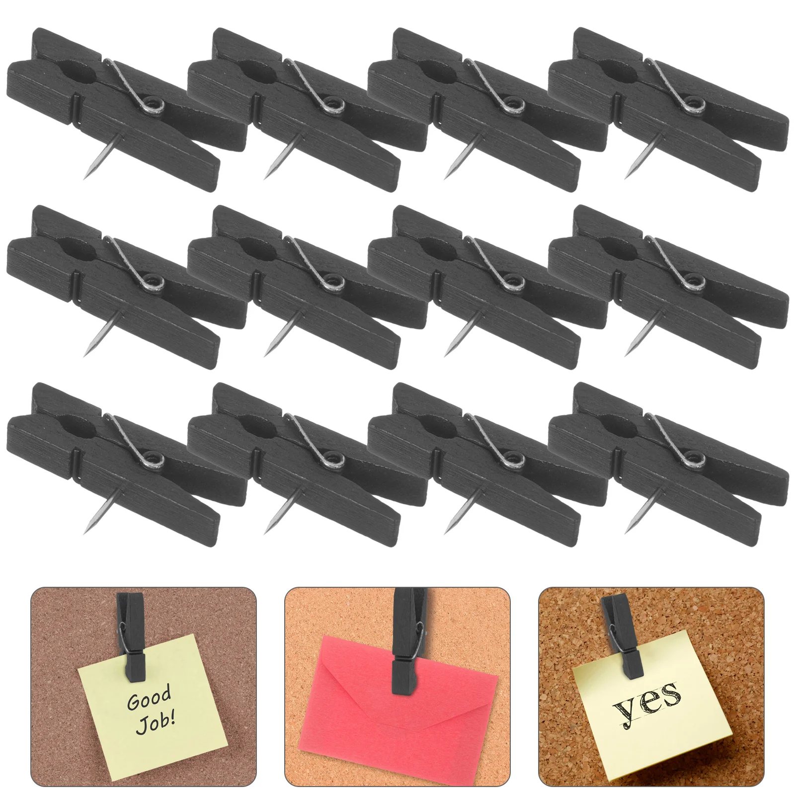 

50 Pcs Thumbtack Clip Black Tacks Craft Push Pin Pushpins Decorate Wooden Metal Clips Photo Fixing Clamp Multipurpose Pegs