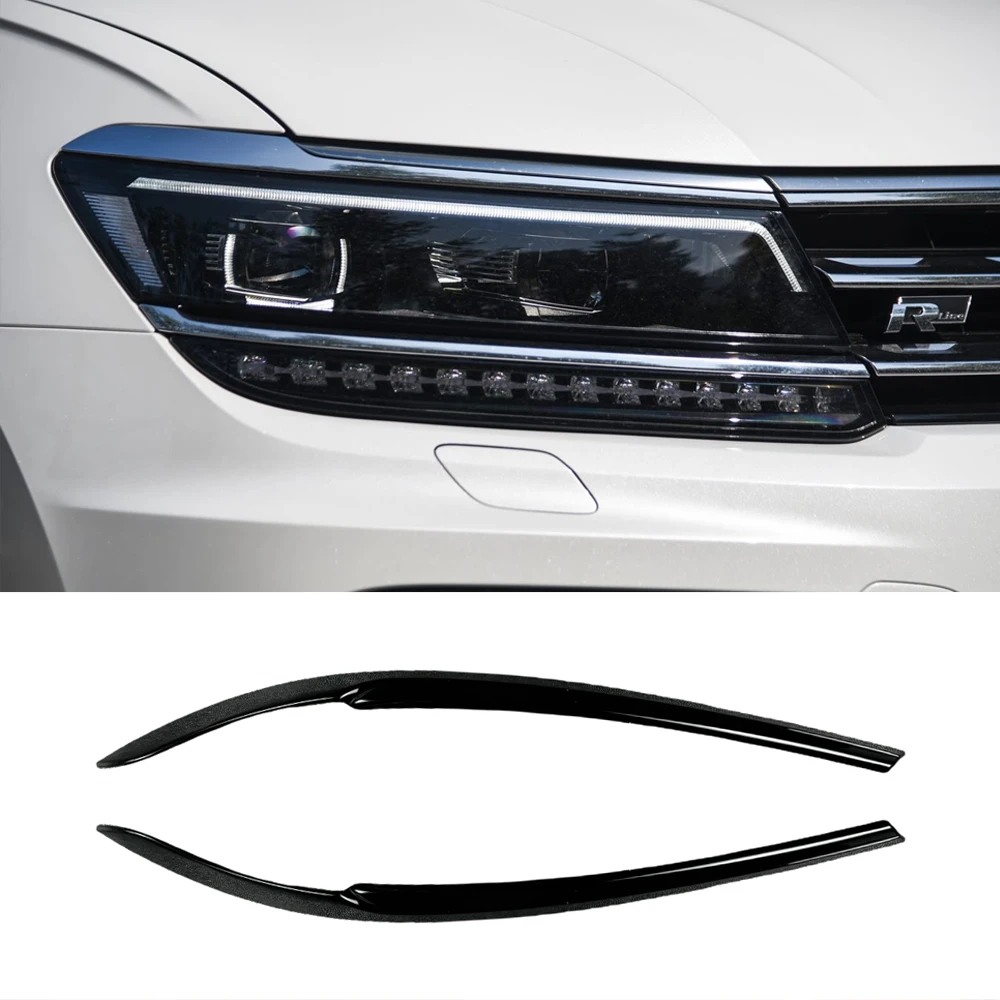 

Для VW Tiguan MK2 R R-Line TSI TDI 2017-2023 глянцевая черная передняя фара, веки, брови, полоски, наклейка, спойлер, комплект кузова